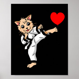 Birthday Heart Birthday Greetings Cat Karate Judo  Poster