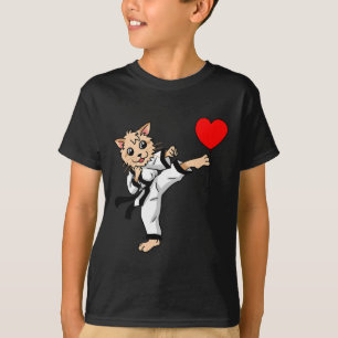Birthday Heart Birthday Greetings Cat Karate Judo T-Shirt