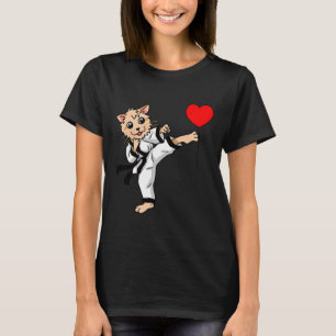 Birthday Heart Birthday Greetings Cat Karate Judo T-Shirt