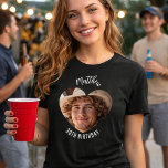 Birthday heart photo man girlfriend Tri-Blend shirt<br><div class="desc">For his girlfrield. Personalise and add his name,  age and photo. A heart as photo frame. White text.</div>