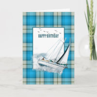 Birthday Heeling Sailboat On Plaid
