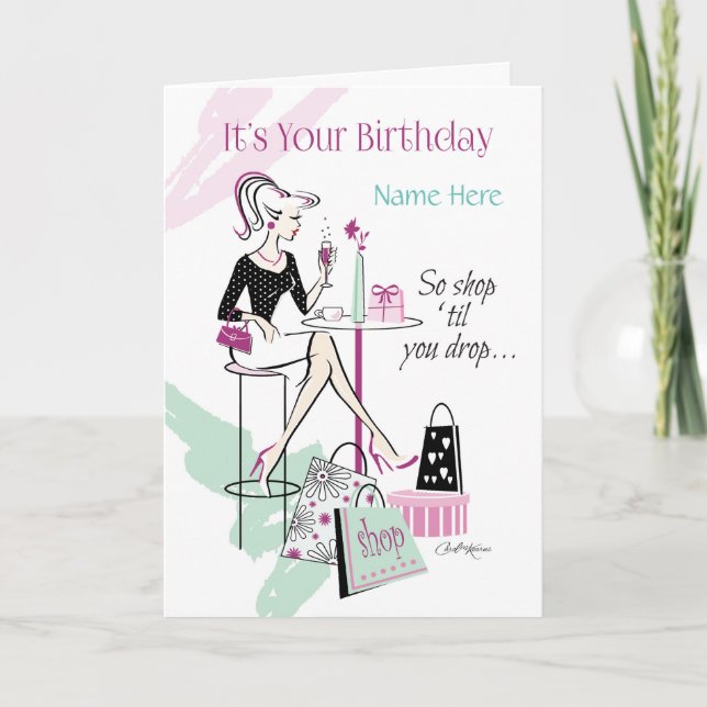Birthday, Her, Shop 'til you Drop, Relax & Unwind Card (Front)