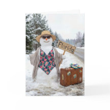 Birthday Hitchhiking Snow Woman with Florida Sign