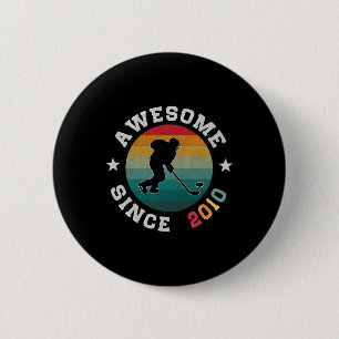 Birthday Hockey Lover Gift 15 Years Old Awesome Si 6 Cm Round Badge