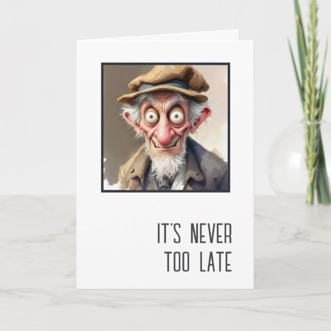 Birthday Humor Crazy Old Man  Card (Front)