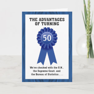 Birthday humour Advantages of Turning 50 or 60 or Card