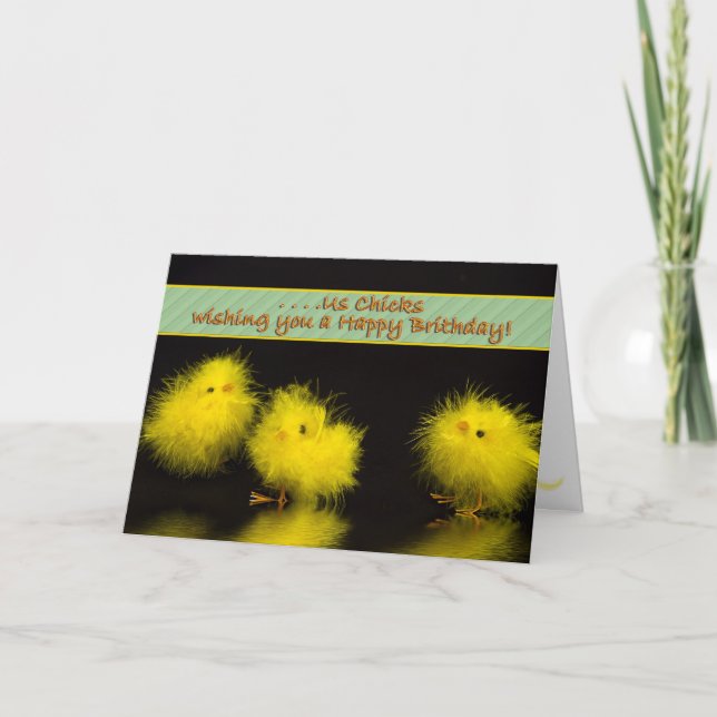 Birthday, humour, Chicks to Chicks, Yellow/Black Card (Front)