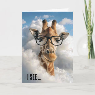 Birthday Humour Giraffe in Clouds Card