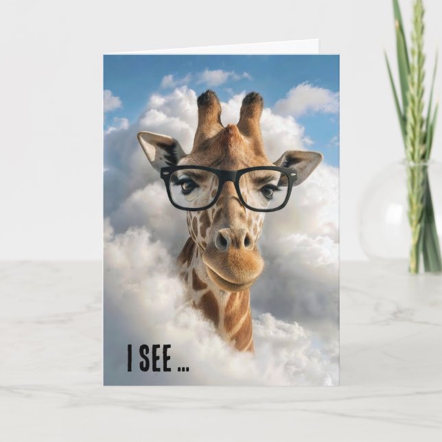 Birthday Humour Giraffe in Clouds Card (Front)
