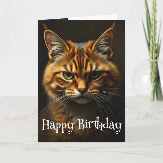 Birthday Humour Irritable Cat with Age Card (Front)