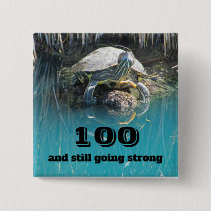 Birthday Humour Turtle Photo Milestone Birthday 15 Cm Square Badge