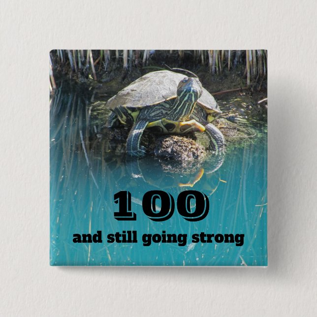 Birthday Humour Turtle Photo Milestone Birthday 15 Cm Square Badge (Front)