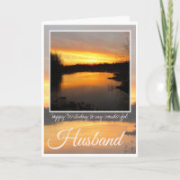 Birthday Husband, Dark Orange Sunrise Reflection.