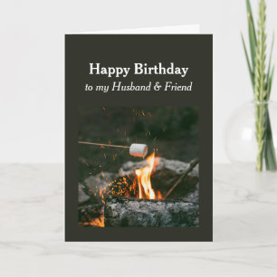 Birthday Husband Friend Camping Fire Outdoors Card