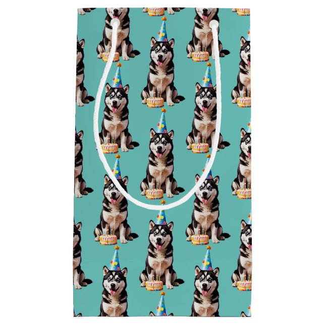 Birthday Husky Dog Small Gift Bag (Front)