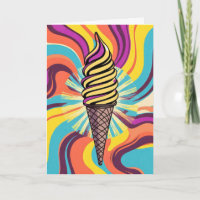 Birthday Ice Cream Cone Psychedelic Pop Art