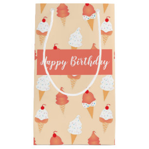 Birthday Ice Cream Cone With Sprinkles Pattern Small Gift Bag