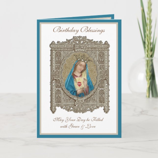 Birthday Immaculate Heart Virgin Mary  Religious  Card (Front)