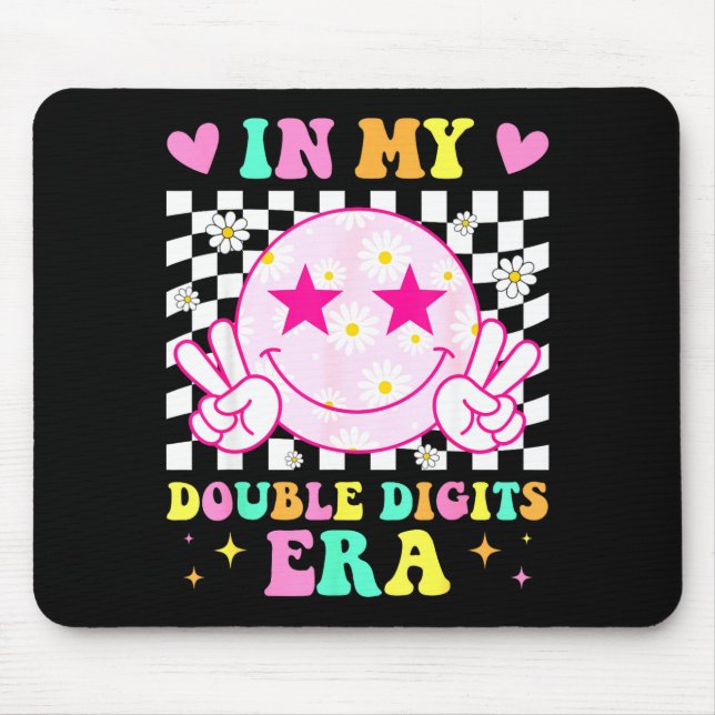 Birthday in double digits era happy face for women mouse pad (Front)
