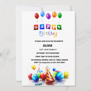 Birthday invation with ballons invitation
