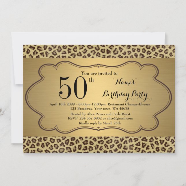 Birthday Invitation Any Age,Cheetah,affordable (Front)