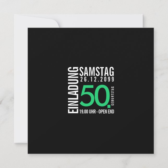Birthday Invitation (Black or custom colors) (Front)