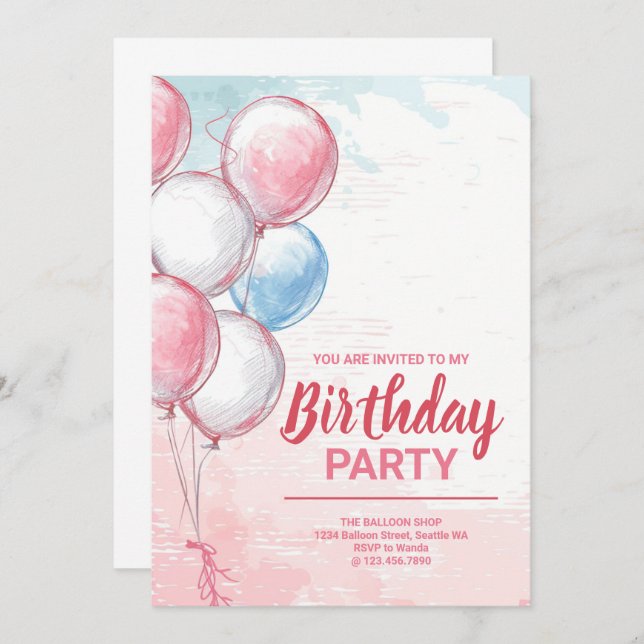 Birthday Invitation Card (Front/Back)