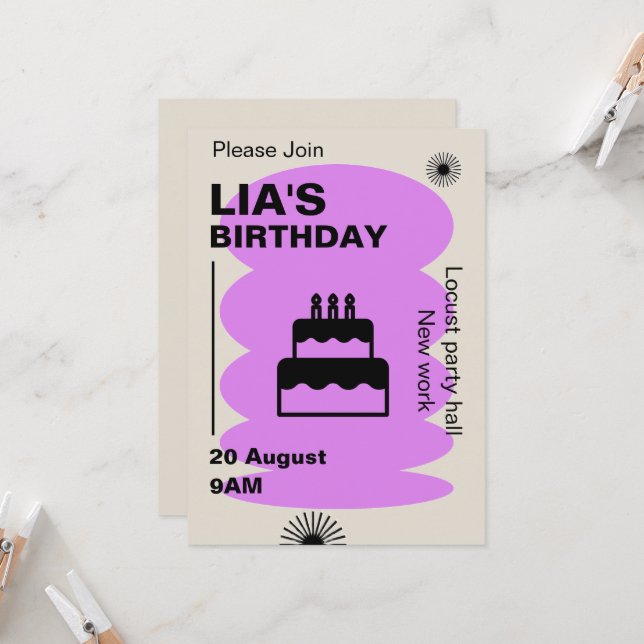 Birthday Invitation card  (Front/Back In Situ)