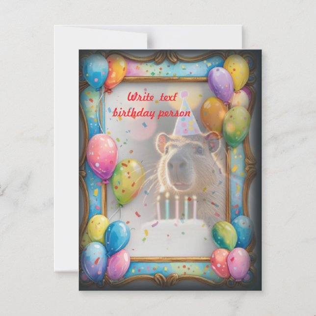 Birthday invitation card Capybara  (Front)
