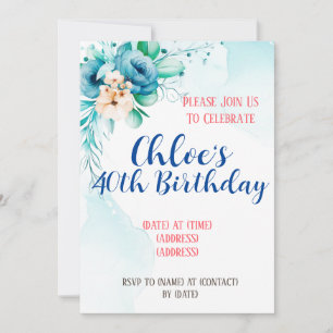 Birthday Invitation Card, Editable Template