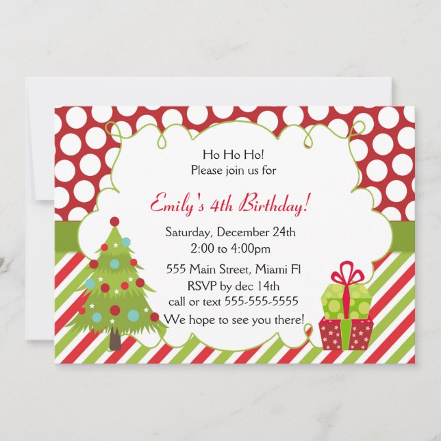 Birthday Invitation Christmas Kids Party (Front)