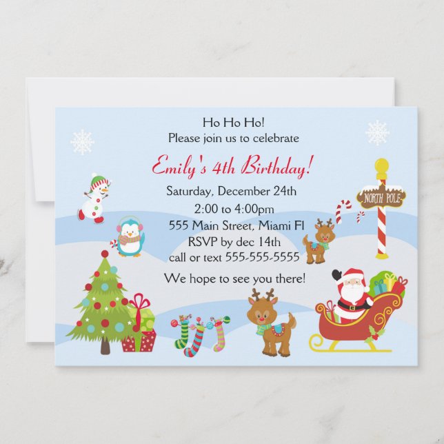 Birthday Invitation Christmas Kids Party (Front)