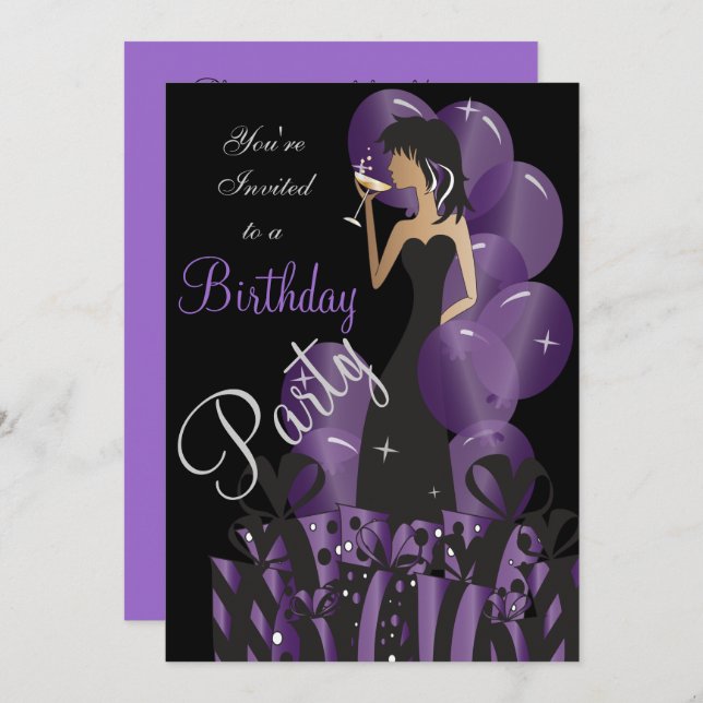 Birthday Invitation, Classy Girl's Party Invitation (Front/Back)
