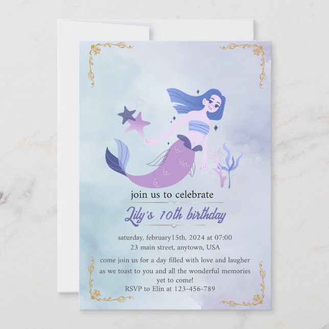 birthday invitation cutomised for girls (Front)