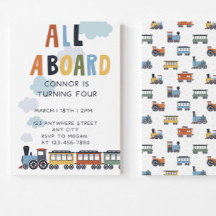Birthday Invitation Editable Template Modern Train