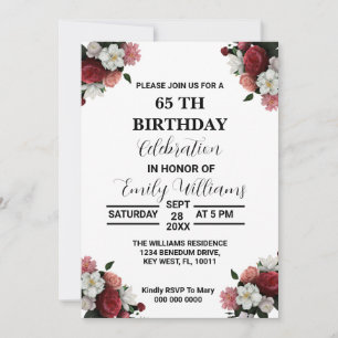 Birthday Invitation, EDITABLE Template, Women Flor Invitation