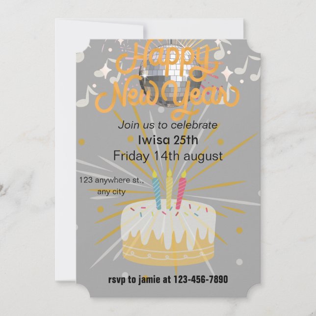 Birthday invitation for adults (Front)