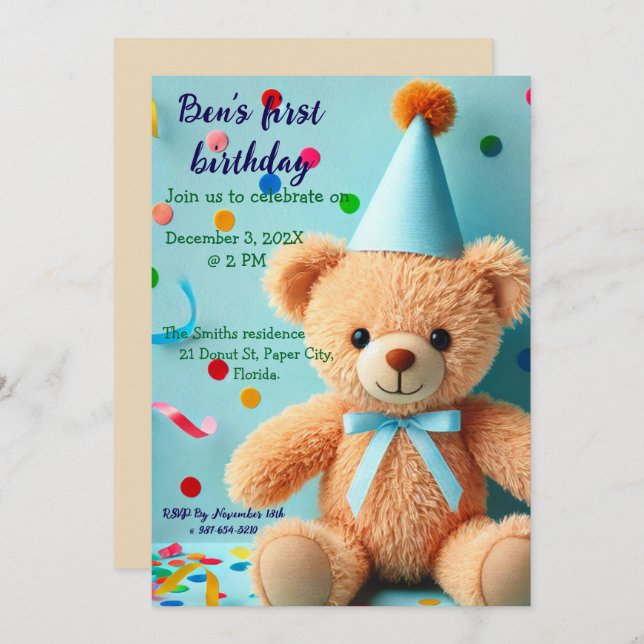Birthday invitation for toddler (Front/Back)