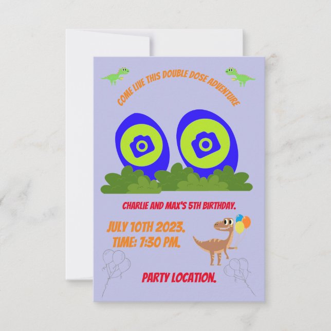 Birthday invitation for twin brothers. (Front)