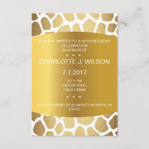 Birthday Invitation Golden Giraffe Skin Vip