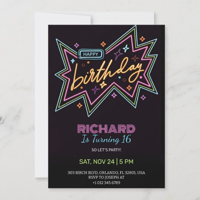 Birthday invitation in retro theme  (Front)