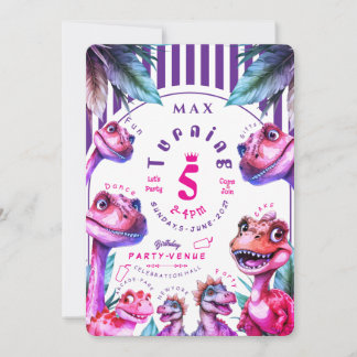 Birthday Invitation Kids Watercolour Dinosaur