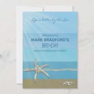Birthday Invitation, Ocean Theme, Starfish, Name Invitation