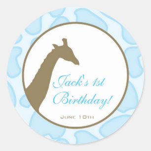 Birthday Invitation or Favour Sticker - Blue