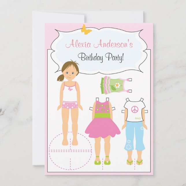 Birthday Invitation - Paper Doll (Front)