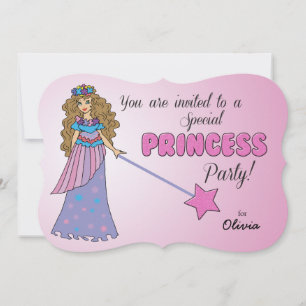 Birthday Invitation Pink Princess w/ Sparkly Wand