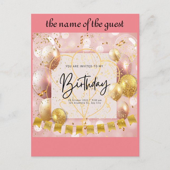 birthday invitation postcard (Front)