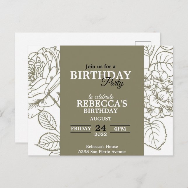 Birthday Invitation Postcard (Front/Back)