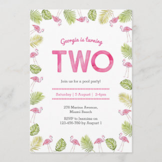 Birthday Invitation | tropical flamingo