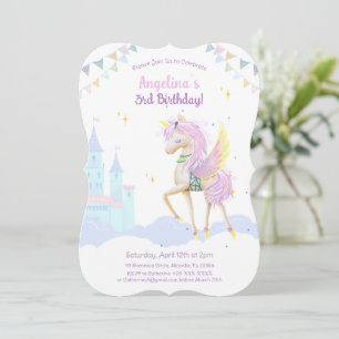 Birthday invitation with an adorable unicorn.